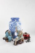 Three various Chinese pottery figures, 20th century, the largest in the form of a fisherman, 22cm