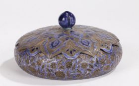 20th Century Japanese silver and enamel pot and cover, the blue enamel flower decoration to the