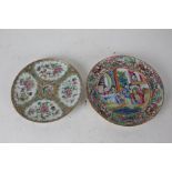 Two Chinese Canton plates, the first with figures in a garden setting, 21.5cm diameter, the second