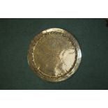 Large Indian Benares brass tray, with foliate decoration, 88cm diameter