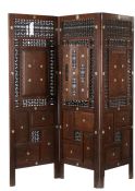 Late 19th Century Ottoman Empire Mashrabiya screen, Syria, with mother of pearl inlaid stars and a