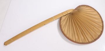 Japanese fan, with bamboo handle and shaped blade, 63cm long