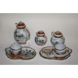 Japanese tea service, consisting of four cups and saucers, and three pots with lids (qty)