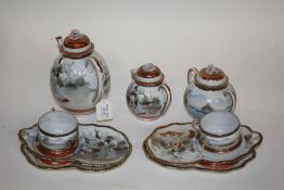 Japanese tea service, consisting of four cups and saucers, and three pots with lids (qty)