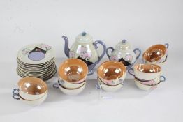 Japanese lustre decorated tea set (qty)