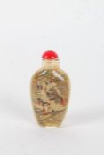20th century Chinese snuff bottle, depicting a market scene one side and a landscape scene the