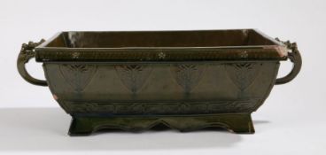 Chinese terracotta green glaze Bonsai tree planter, Qing dynasty 19th Century, the rectangular