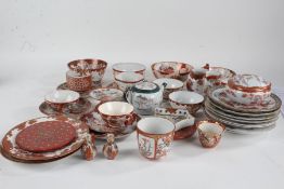 Collection of mostly Japanese Kutani porcelain, to include cream jugs, bowls, cups and saucers,