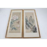 Pair of 20th century Chinese watercolours, the first of a mountainous scene, the second of a