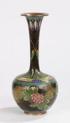 Chinese cloisonné vase, the slender stem above a bulbus body decorated with foliate and leaf