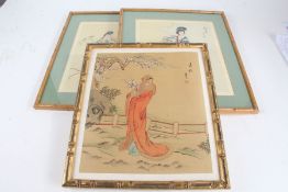 Collection of mostly Chinese pictures, to include a scroll, gouache studies of figures etc. (qty)
