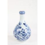 18th Century Chinese porcelain vase, the bulbous body with blue foliate decoration, 22.5cm high