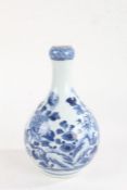 18th Century Chinese porcelain vase, the bulbous body with blue foliate decoration, 22.5cm high