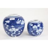 Two 19th Century Chinese blue and white ginger jars, with blossoming branch decoration, double
