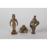 Three various Indian brass figures, to include a Buddha, the tallest 11.5cm high (3)