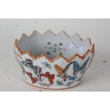 Chinese style porcelain bowl, with painted butterflies, 16.5cm wide