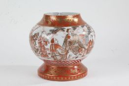 Japanese Kutani porcelain vase, of squat baluster form, with iron red and gilt decoration of