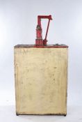 H & Co 1950's oil dispenser hand pump, the patented red pump above the tank below, the pump with the