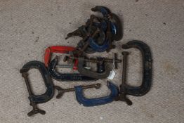 Ten Record G-clamps, and two other G-clamps (12)