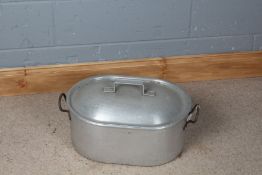 Galvanised steel pot with lid, with a tray and two handles, 56cm wide