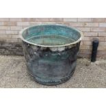 Very large copper log bin, with studded sides, 86cm diameter