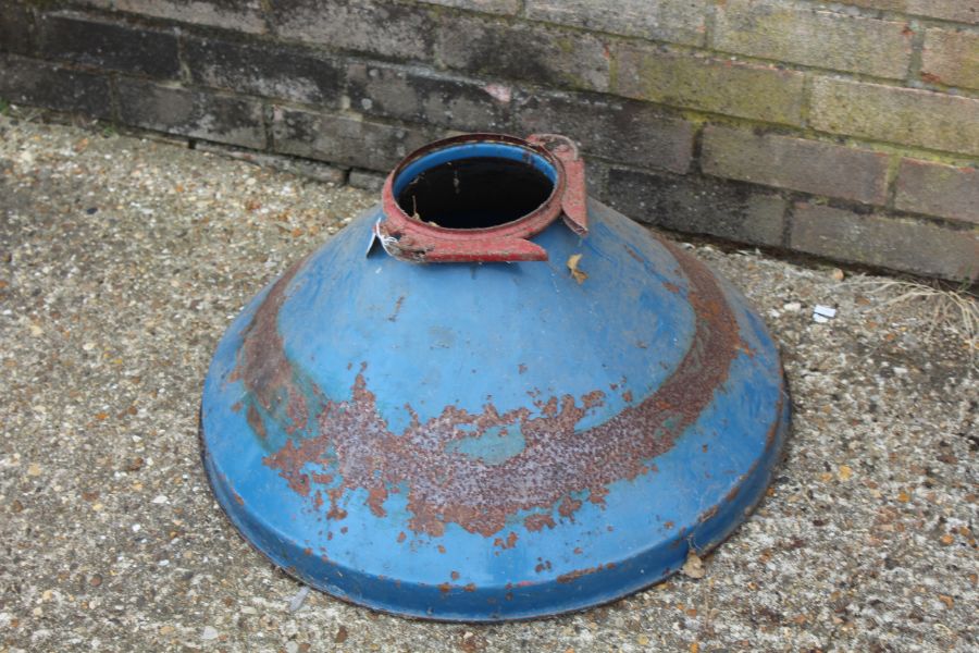 Blue enamel funnel, 62cm diameter