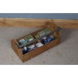 Metal handled and plywood tool box, containing various boxes of screws (qty)