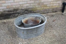 Galvanised twin handled container and one other smaller (2)