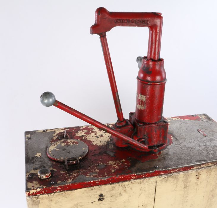 H & Co 1950's oil dispenser hand pump, the patented red pump above the tank below, the pump with the - Image 2 of 3