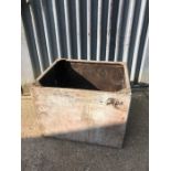 Large galvanised water tank, 89cm wide x 74cm deep