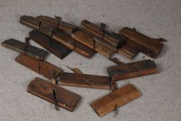 Collection of various wooden moulding planes (14)