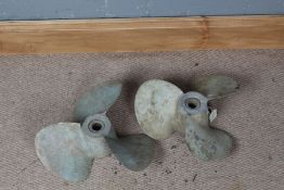 Two boat propellers, one marked VP, both with further marks, 32cm wide (2)