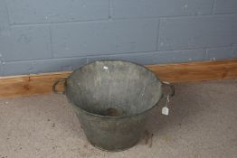 Galvanised twin handle container, 49cm diameter