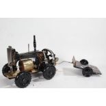 Novelty adapted sewing machine with engine, four wheel and a trailer