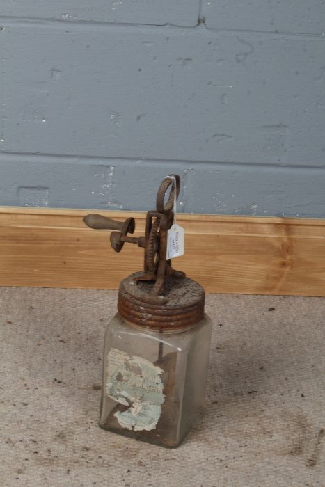 Early 20th Century German glass butter churn, with label to the front, 2litre