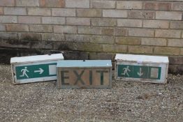 Three light up emergency exit signs (3)