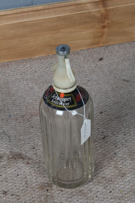 Schweppes Soda Water glass syphon, the fluted body marked with the logo, 29cm high