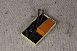 Stanley 102 plane, with box, a Stanley block plane, a small brass cycle gun oil bottle, and the '