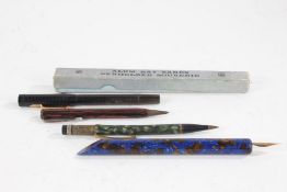 Mixed pens, to include Mabie Todd 'Swan' self-filler, a fountain pen with lapis lazuli effect