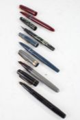 Collection of fountain pens, to include Waterman's 515, with grey case, a Wyvern Perfect pen, with