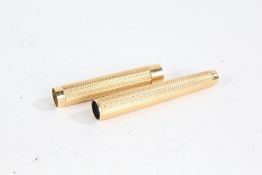 Sheaffer 18 carat gold pen case, with engine turned decoration, lacking interior, total weight 27.