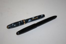 Conway Stewart 84 fountain pen, with blue marble body, and a Platignum fountain pen (2)