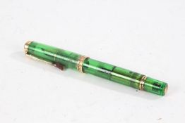 Pelikan M800 fountain pen, in transparent green, with 18 carat yellow and white gold nib