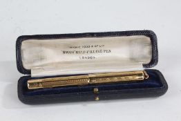 Mabie Todd & Co. 'Swan' self-filling pen, with gold plated case, in original box