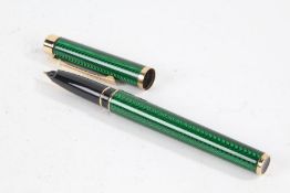 Sheaffer fountain pen, with moire green case and 14k gold nib