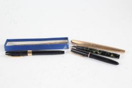 18 carat rolled gold fountain pen, housed within a Waterman's Ideal box, together with a Conway