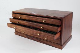 Pen collector's table top chest, fitted five drawers with green baize lined interiors and pen