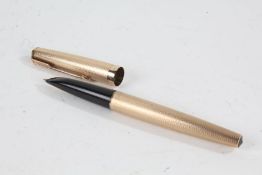 Parker 9 carat gold cased fountain pen, with engine turned decoration