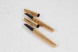 Two Watermans gold plated fountain pens, with 18k gold nibs (2)