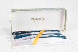 Platignum three piece pen set, comprising fountain pen, ballpoint pen and propelling pencil, with